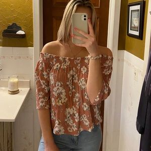 Adorable floral off the shoulder top